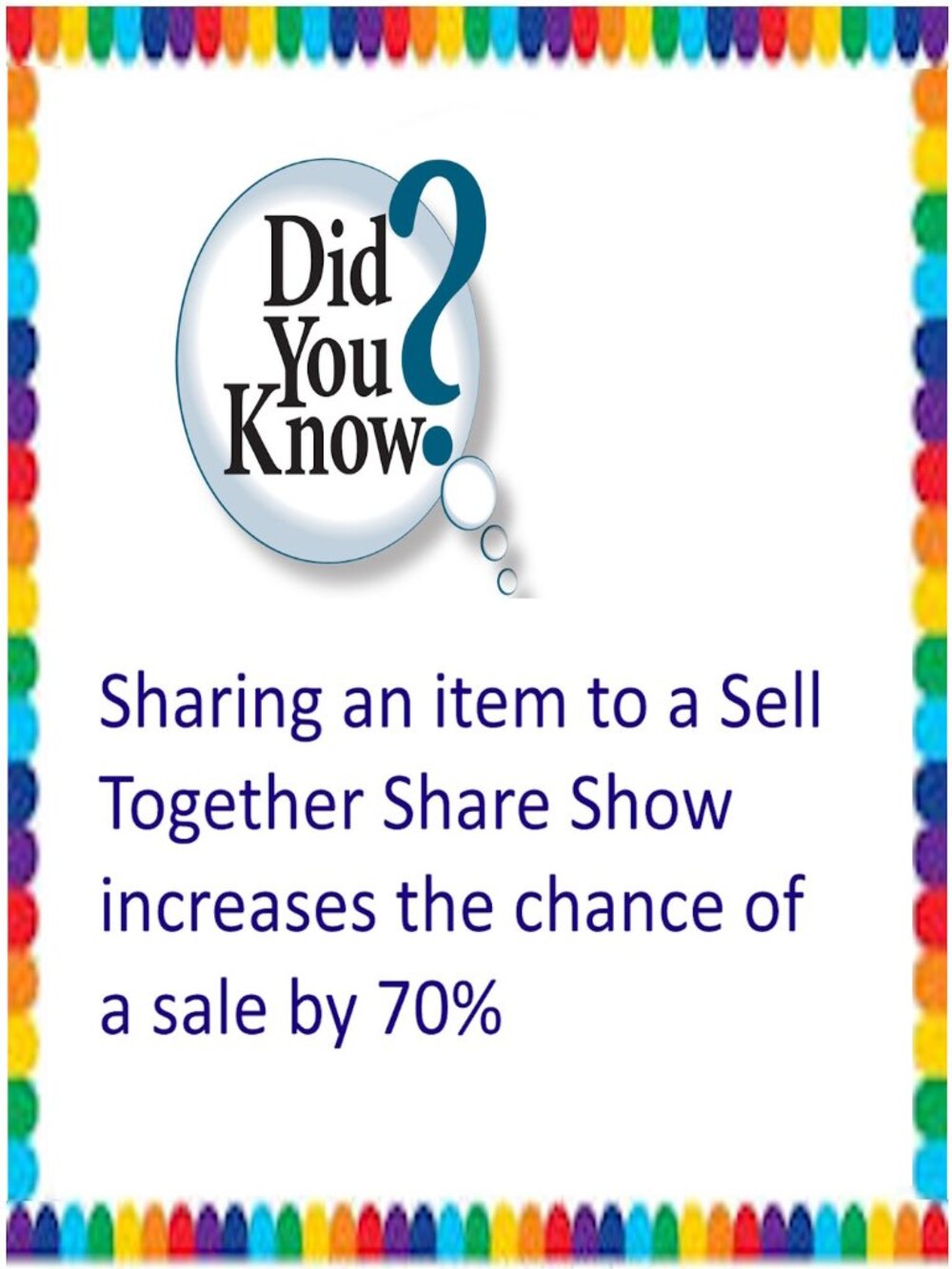 Sharing an Item to a Sell Together Live Show Increases Chance of Sale by 70%